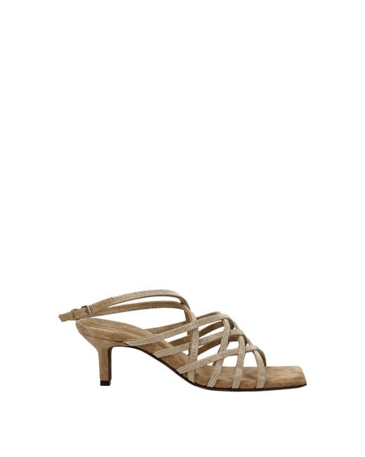 Brunello Cucinelli Metallic Sandals Suede