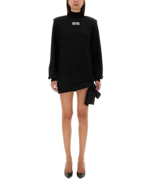 Versace Jeans Couture Black Sweatshirt Dress With Logo