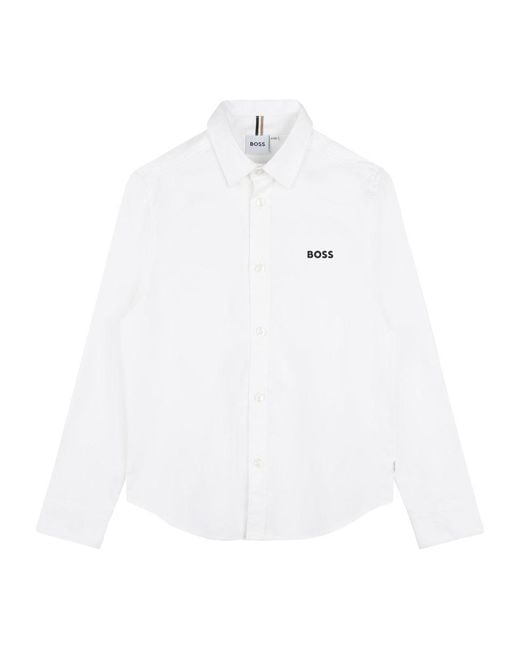 Boss White Camicia Con Logo