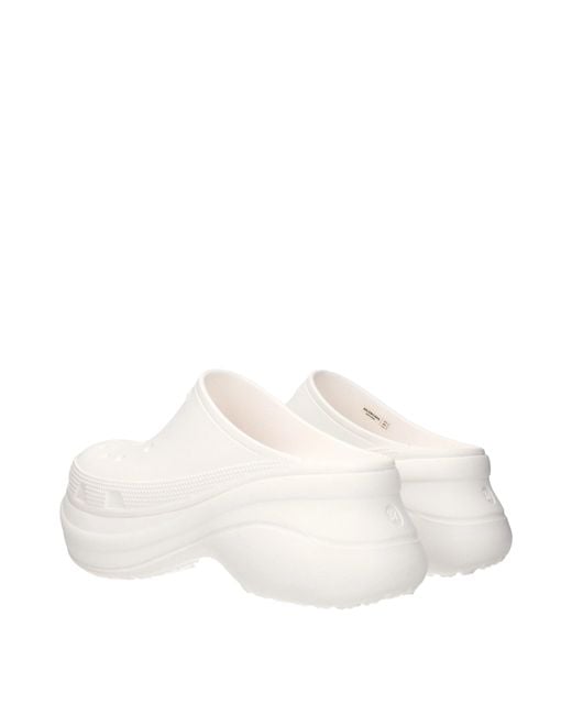 Balenciaga White Crocs Slides And Clogs Rubber