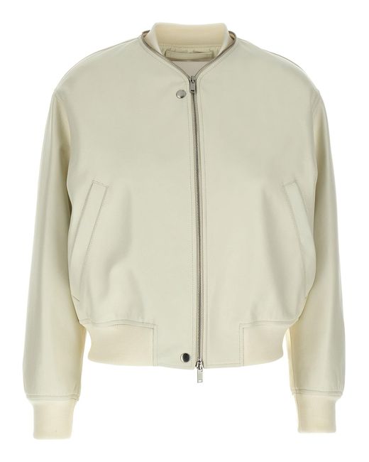 Jil Sander Leren Bomberjack in het Natural