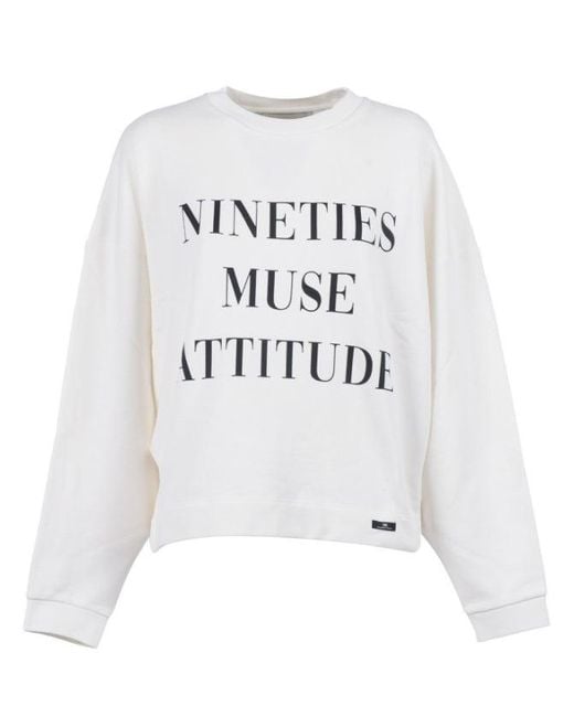 Elisabetta Franchi Gray Sweatshirt mit Schriftzahl