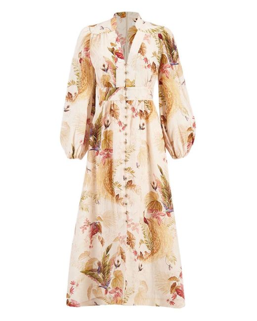 Zimmermann Natural Floral Print Maxi Dress