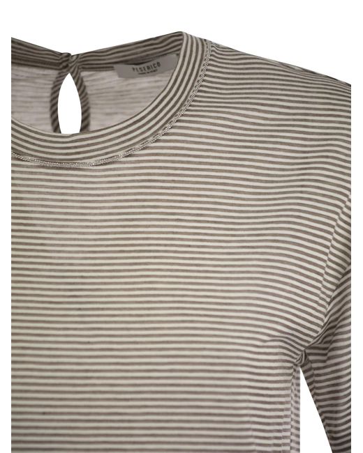 Peserico Gray Leichtes Streifen -Trikot -T -Shirt und Punto Luce