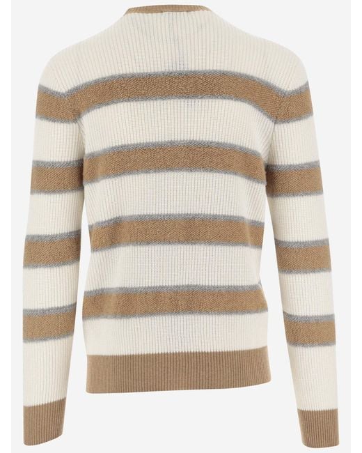 Malo Natural Cashmere Sweater With Striped Pattern for men