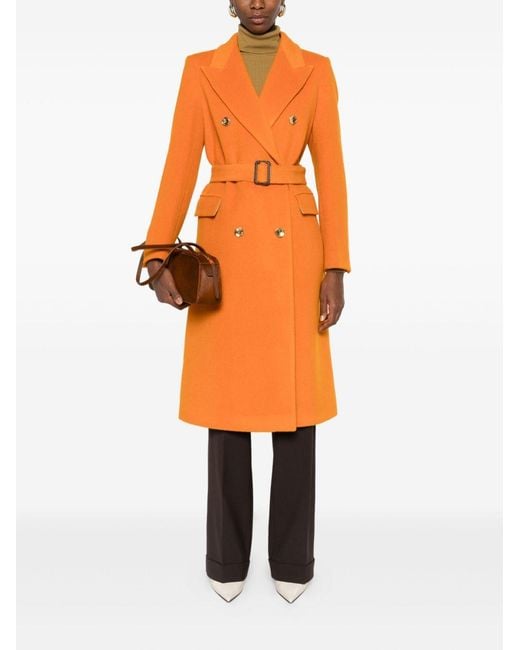 Tagliatore Orange Wool Double-Bteasted Coat