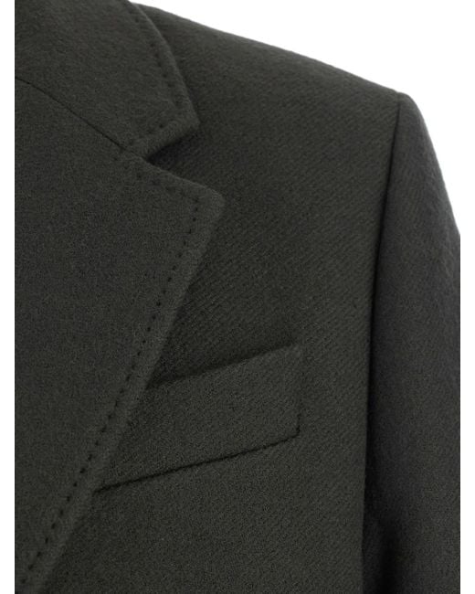 AMI Black Tailored Wool Coat With Notch Lapel for men