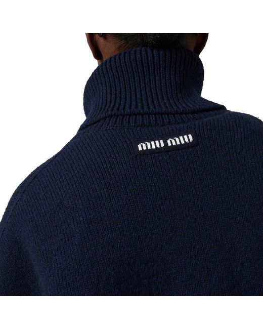 Miu Miu Blue Wool-C Mere Rollneck Sweater