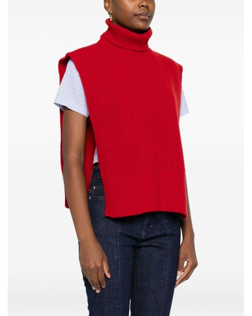 DAVANTINO Wool Turtle Neck Sweater in het Red