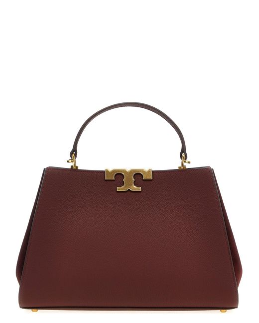 Tory Burch Purple Calfskin Leather Handbag Bordeaux