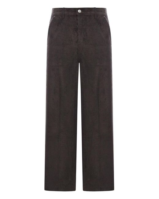 AMI Gray Corduroy Wide-Leg Trousers for men