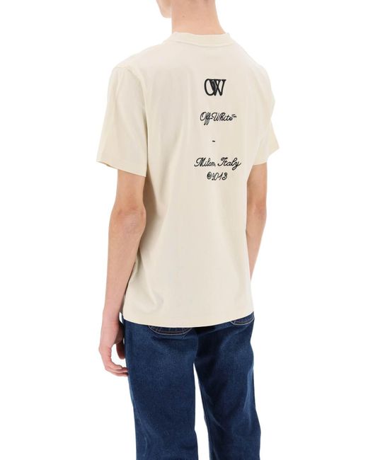 Off-White c/o Virgil Abloh Crew Neck T -shirt Met 23 Logo in het Natural voor heren