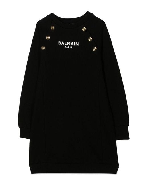 Balmain Gold Knoppenjurk in het Black