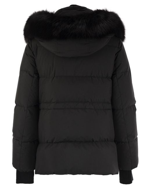 Moorer Black Attica Stp Short Down Jacket With Hood And Fur