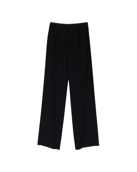 Emporio Armani Black Cady Straight-Leg Trousers
