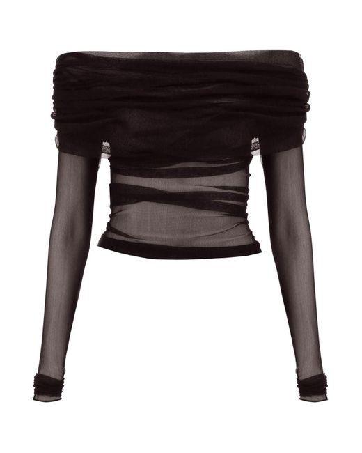 Top Off Shoulder In Tulle Di Seta di Christopher Esber in Black