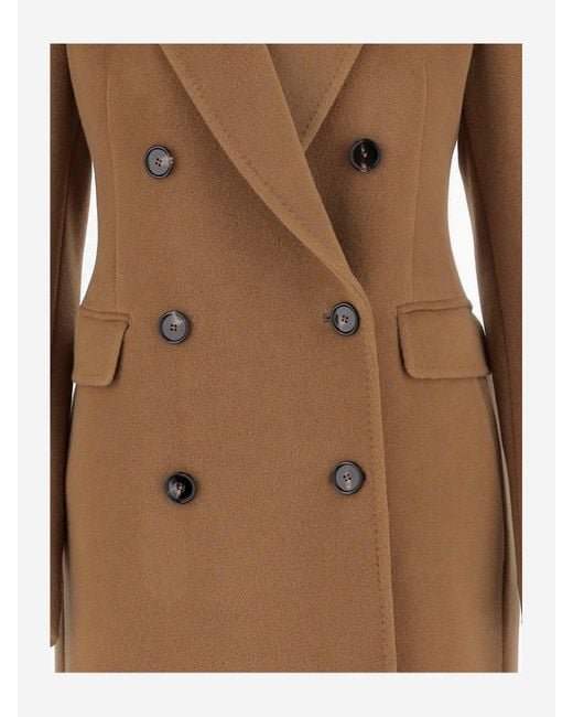 Tagliatore Brown Angora And Wool Double Breasted Coat