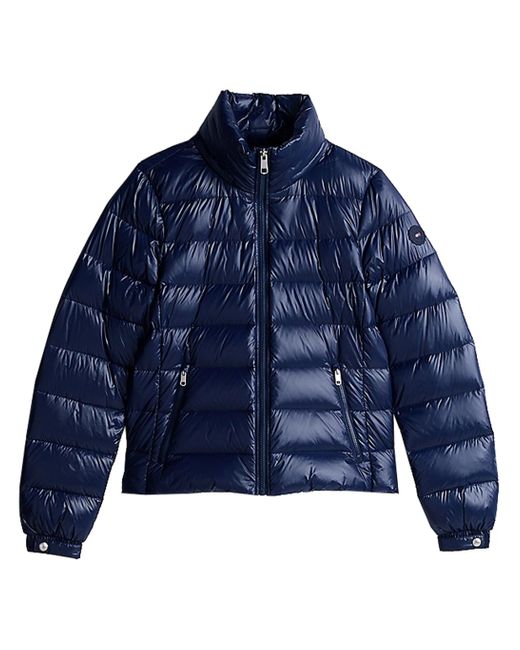 Tommy Hilfiger Blue Leichte Down -Jacke in glänzendem Stoff