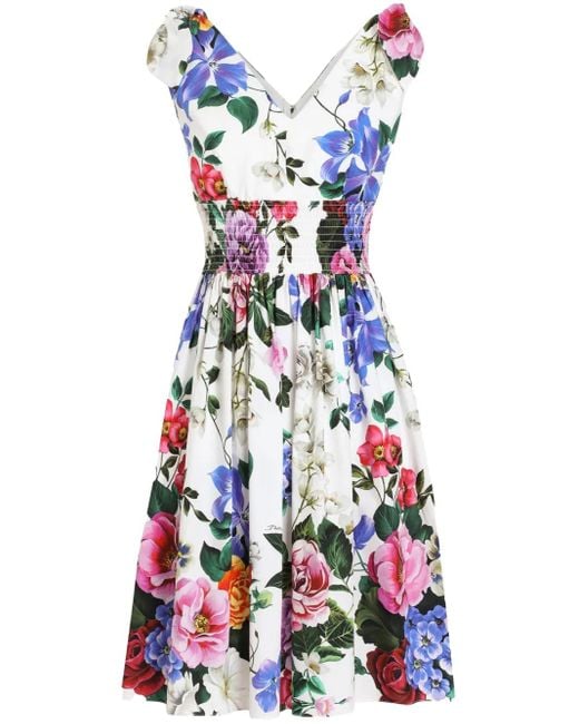Dolce & Gabbana White 'Bouquet' Kleid