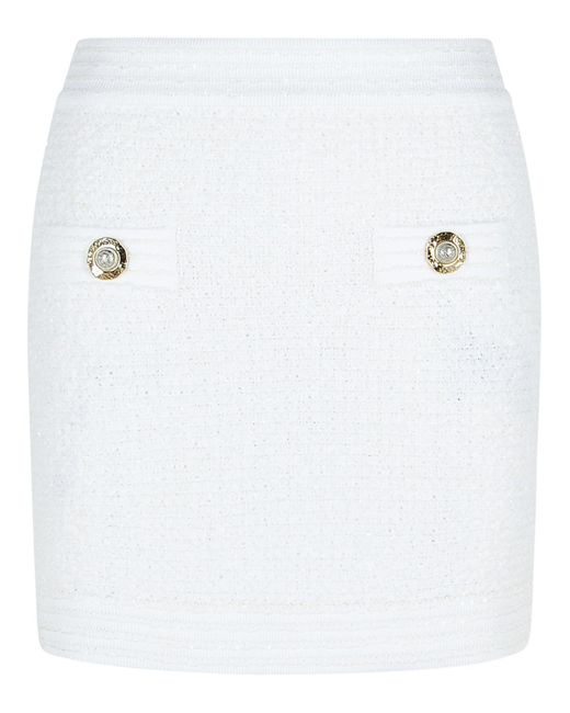 Balmain White Cotton Blend Mini Rok