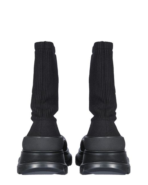 McQueen Blue Mcqueen Graffiti Knit Tread Slick Boot for men