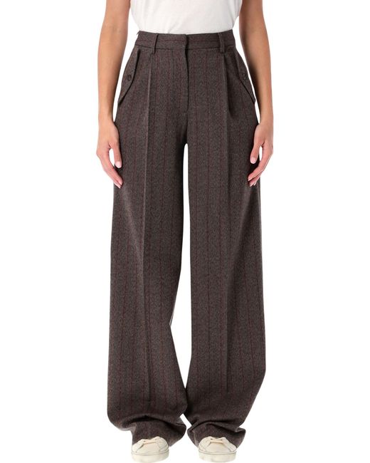 Golden Goose Deluxe Brand Multicolor Pinstripe Wool Wide-Leg Trousers