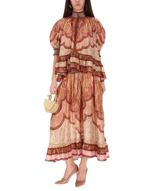 Zimmermann Orange "Wanderlust" Ruffle Blouse