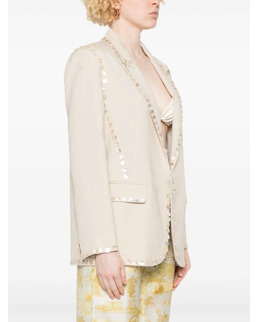 Forte_forte Natural Viscose Wool Slub Pearl Embroidered Jacket Clothing