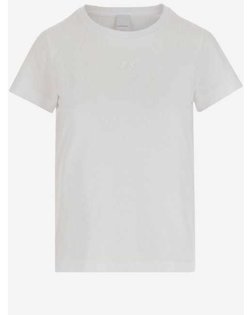 Pinko White Bussolotto Cotton T Shirt With Logo