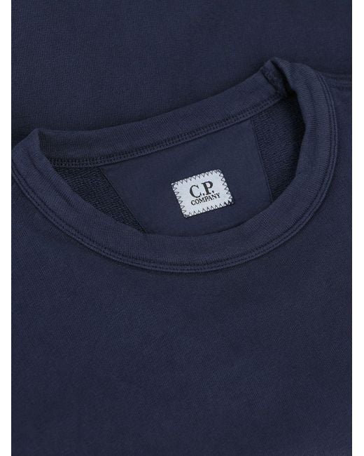 C P Company Blue Crewneck Sweatshirt With Pocket And Magnifying Glass for men