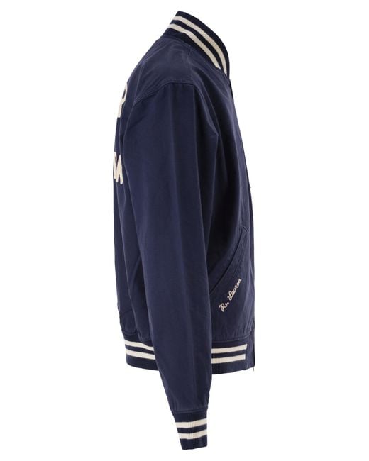 Polo Ralph Lauren Blue Embroidered Canvas Sports Jacket for men