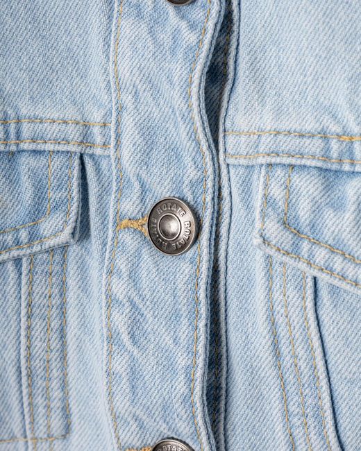ROTATE BIRGER CHRISTENSEN Blue Cropped Round Sleeve Denim Jacket