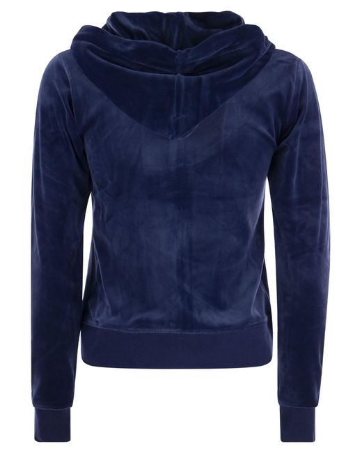 Juicy Couture Blue Cotton Samt Hoodie