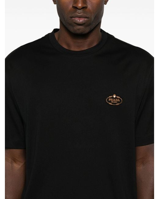 Prada Black Logo-Patch T-Shirt for men