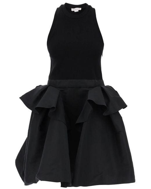 Alexander McQueen Hybrid Mini Dress in het Black