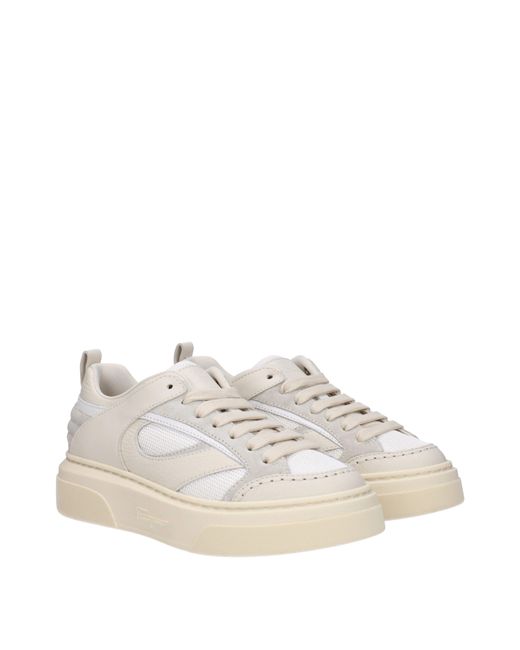 Ferragamo Natural Sneakers Cassina Donna Pelle/Mascarpone