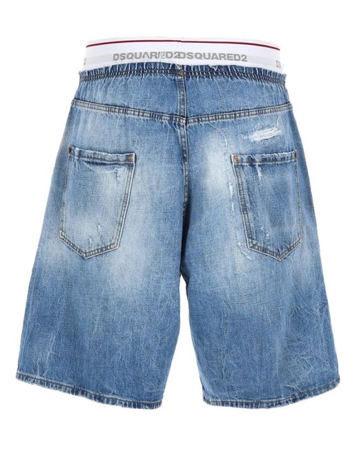 DSquared² Blue Distressed Shorts