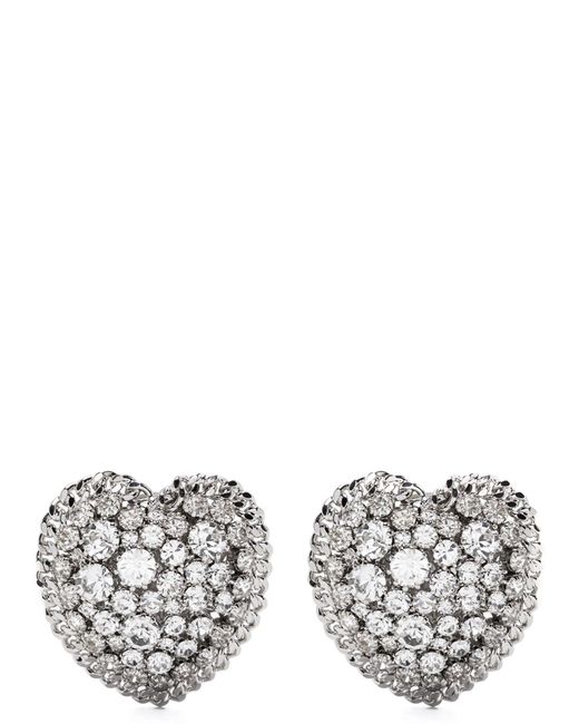 Alessandra Rich White Alessandra reiche Herzohrringe