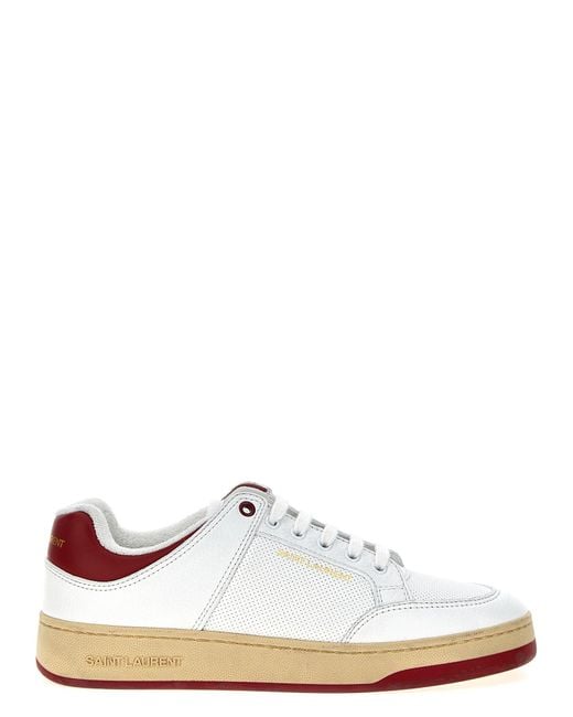 Saint Laurent Crimson Leer Geperforeerde Sneakers in het White voor heren