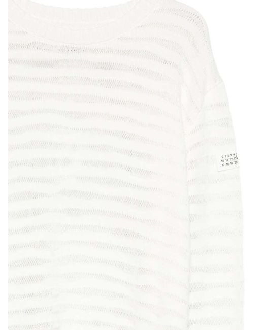 MM6 by Maison Margiela White Crewneck Sweater for men