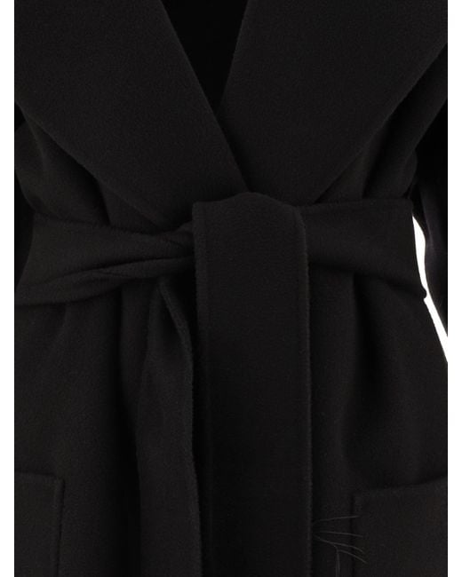 Max Mara Black "Veleno" Belted Coat