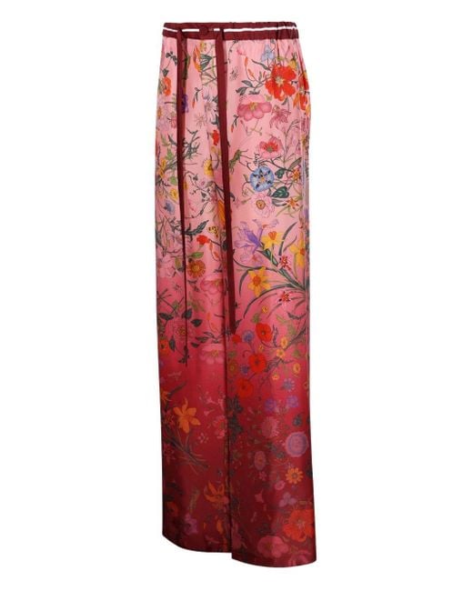 Gucci Red Floral-Print Drawstring Trousers