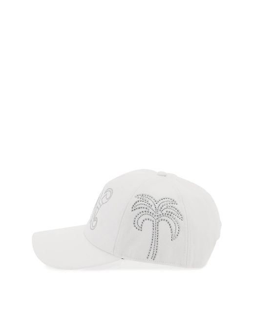 Palm Angels Pa Monogram Baseball Cap in het White voor heren