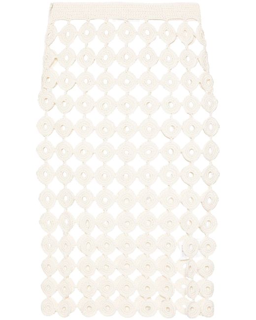 Wales Bonner White Stanza Knit Skirt