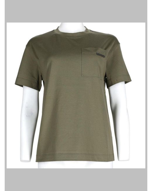 Brunello Cucinelli Green T Shirt Con Taschino