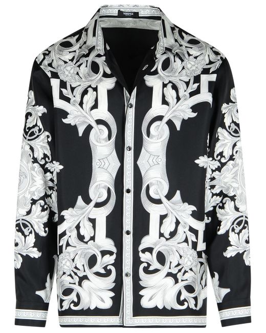 Camicia Di Seta A Due Toni di Versace in Black