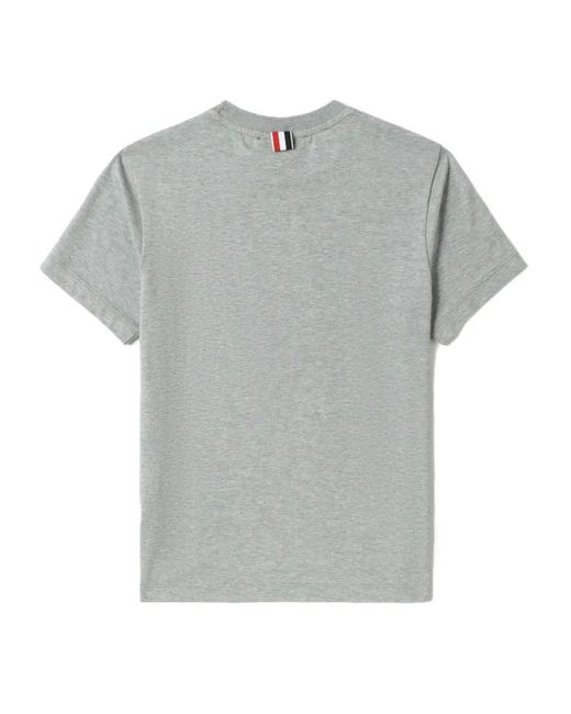 Thom Browne Gray Relaxed Fit Ss Tee With Side Slits
