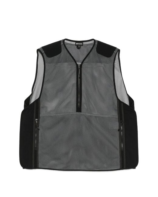 Goldwin Black Tonalith Mesh Half Zip Vest