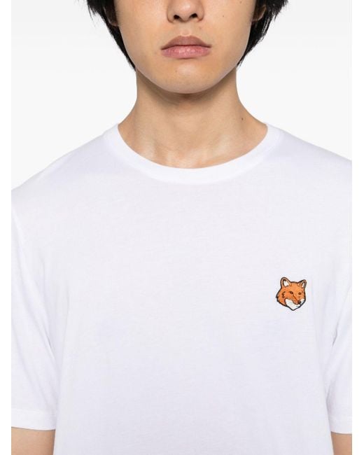 Maison Kitsuné White Fox-Head Patch T-Shirt