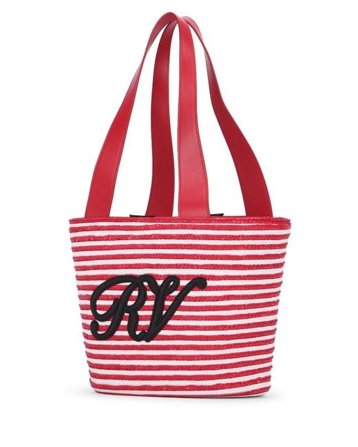 Roger Vivier Red Rv Straw Panier Small